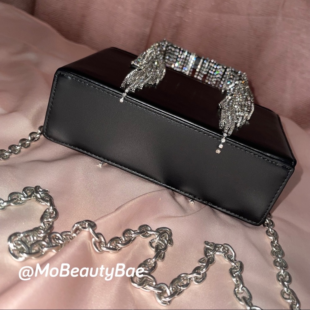 Black Crystal Rhinestone Handbag - Picture 3 of 9